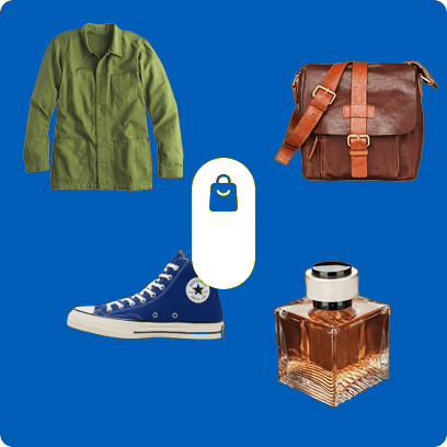 A jacket, a bag, a sneaker and a bottle of perfume, all kept after a refund